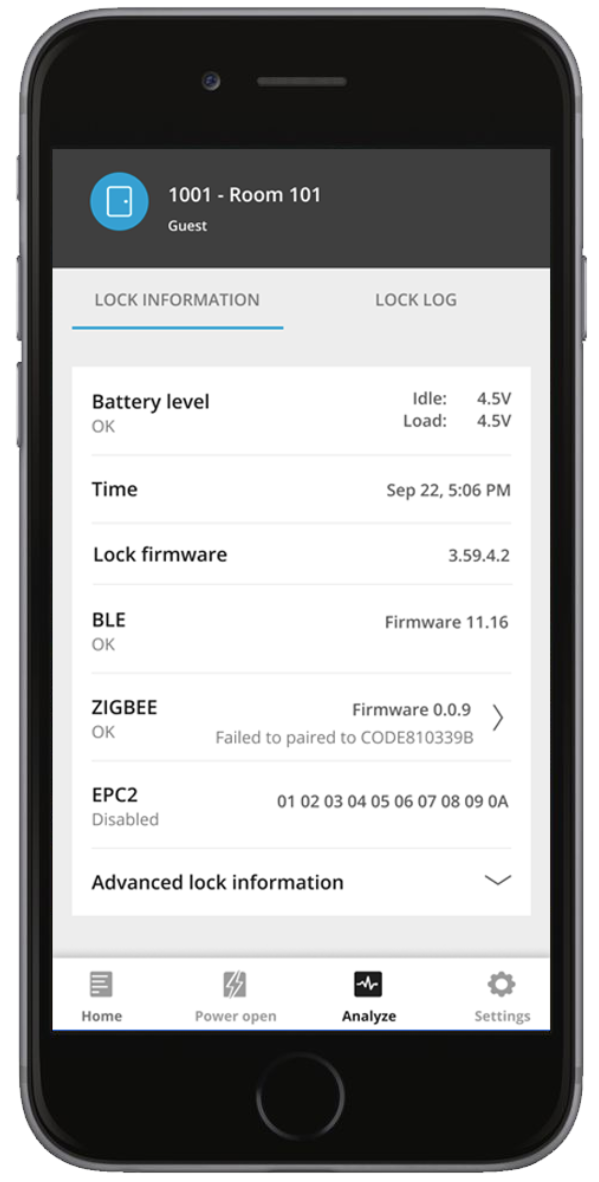 Mobile access-control interface showing lock information