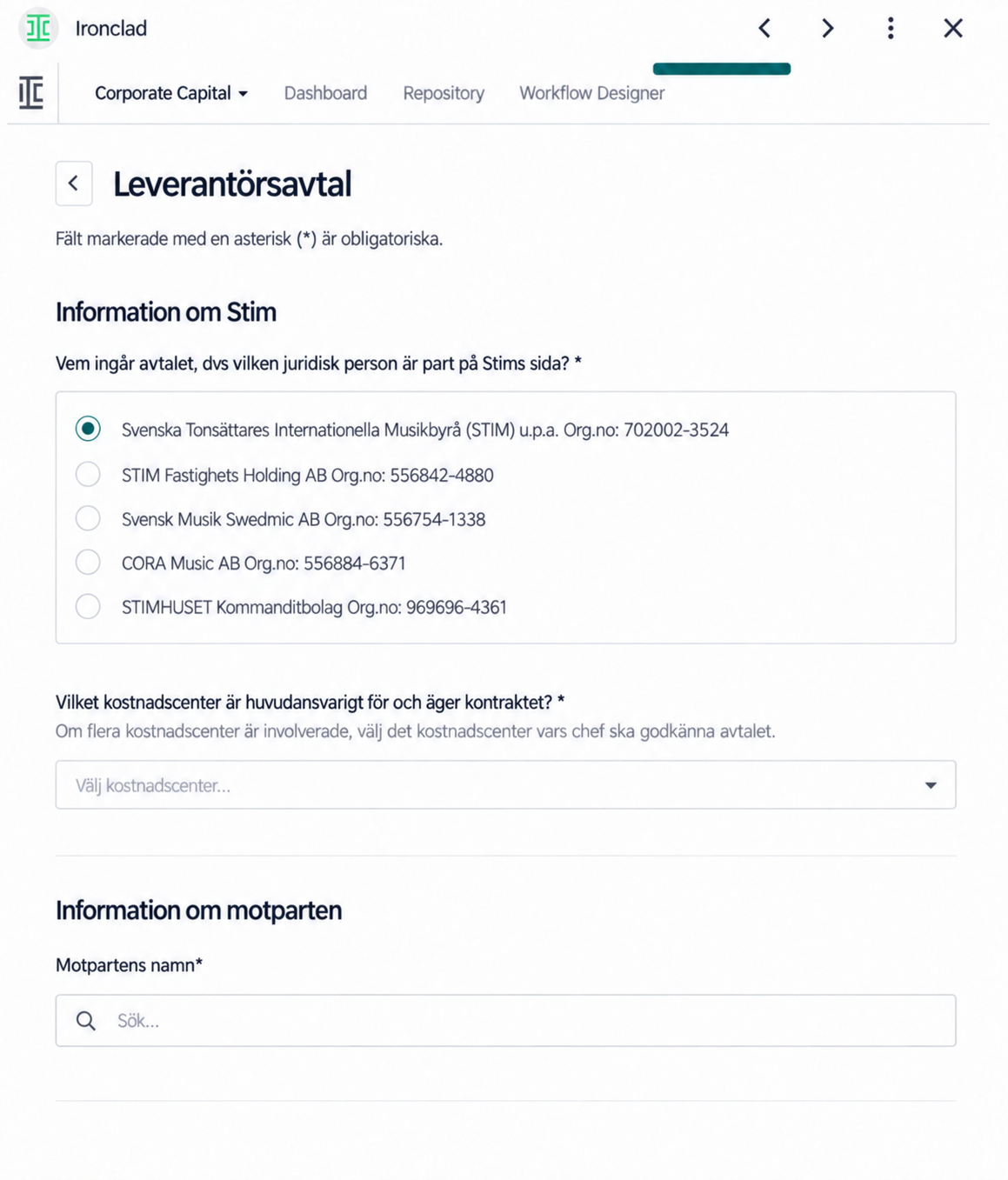 Guided STIM agreement workflow